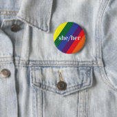 LGBT Rainbow Pride Flag Pronoun Button Zij/Haar (In situ)