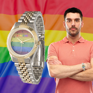 LGBT Rainbow Pride Flag Retro Style Horloge