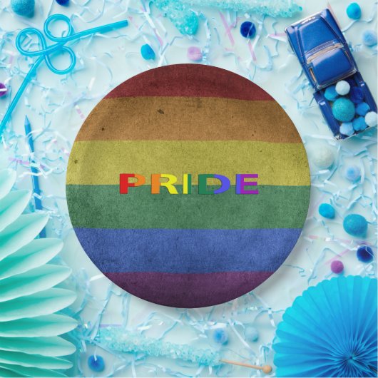LGBT Rainbow Pride Flag Retro Style Papieren Bordje (Feest)
