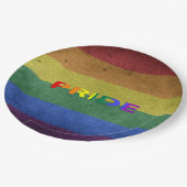 LGBT Rainbow Pride Flag Retro Style Papieren Bordje (Gekanteld)
