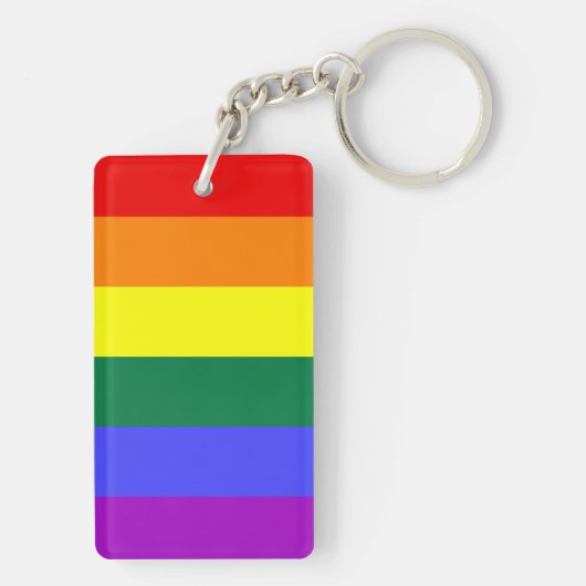 LGBT Rainbow Pride Flag Retro Style Sleutelhanger (achterkant)
