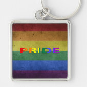 LGBT Rainbow Pride Flag Retro Style Sleutelhanger (Voorkant)