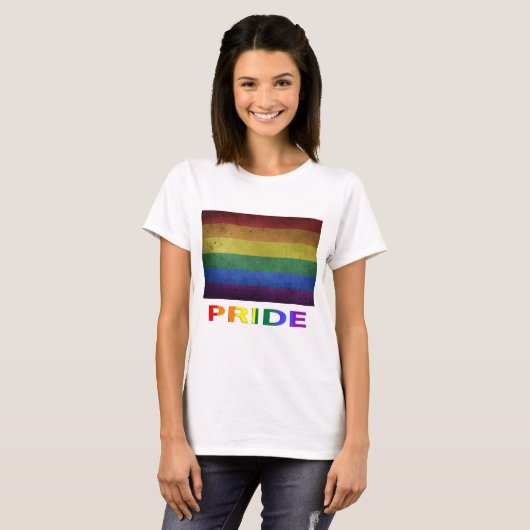 LGBT Rainbow Pride Flag Retro Style T-shirt (Voorkant volledig)