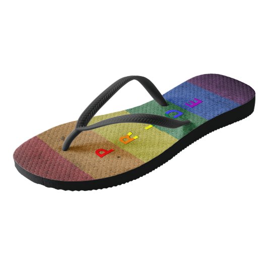 LGBT Rainbow Pride Flag Retro Style Teenslippers (Schuin)