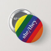 LGBT Rainbow Pride Flag Voornaamwoord Button Zij/Z (Voorkant /achterkant)