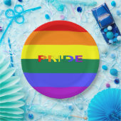 LGBT Rainbow Pride Flag & Word 9" Papieren Borden Bordje (Feest)