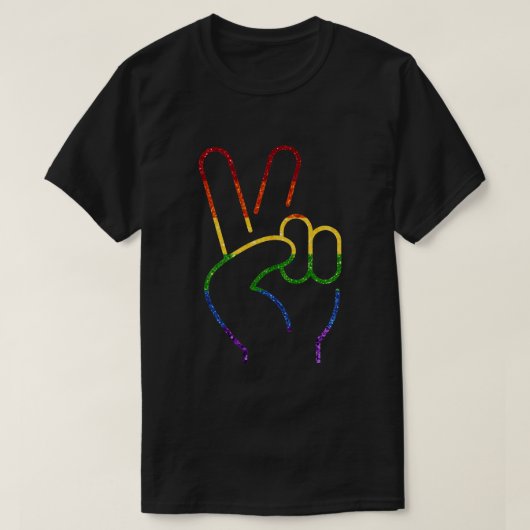 LGBT Rainbow Pride Glitter Peace T-shirt (Design voorkant)