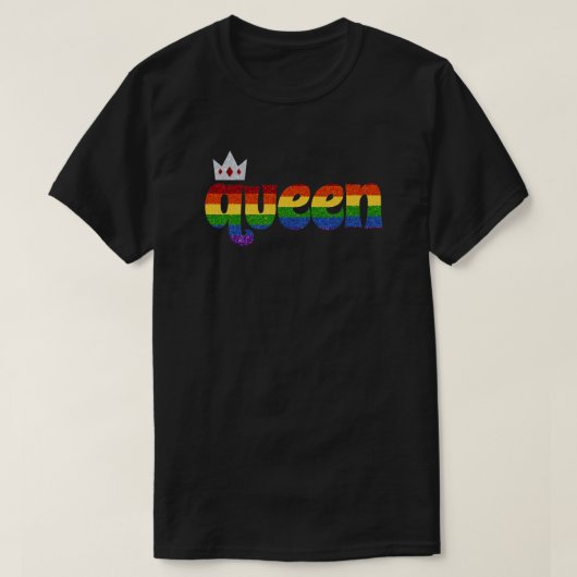 LGBT Rainbow Pride Glitter Queen T-shirt (Design voorkant)
