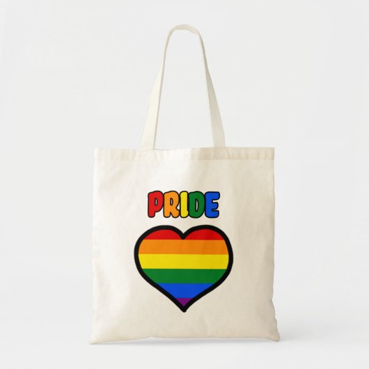 LGBT+ Rainbow Pride Heart Tote Bag (Voorkant)