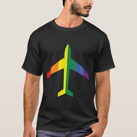 LGBT Rainbow Pride Jet Airplane T-shirt (Voorkant)
