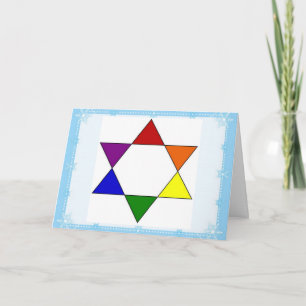 LGBT Rainbow Pride Jewish Star Chanoeka Kaart
