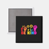 LGBT Rainbow Pride Maand ASL Be Kind Hand Teken L Magneet (Voorkant / Achterkant)