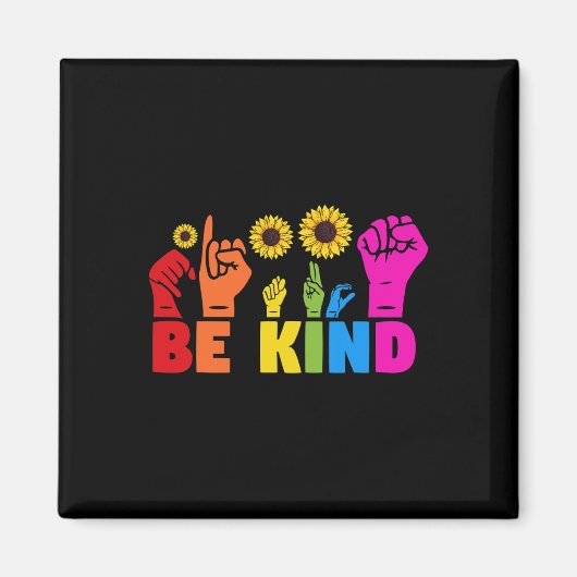 LGBT Rainbow Pride Maand ASL Be Kind Hand Teken L Magneet (Voorkant)