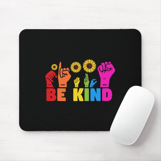 LGBT Rainbow Pride Maand ASL Be Kind Hand Teken L Muismat (Met muis)