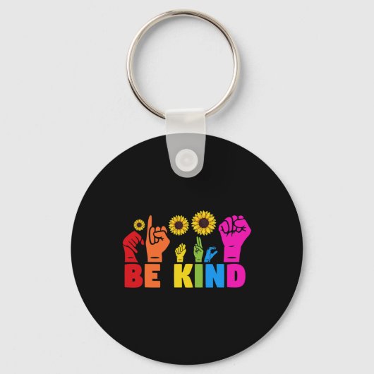 LGBT Rainbow Pride Maand ASL Be Kind Hand Teken L Sleutelhanger (Voorkant)