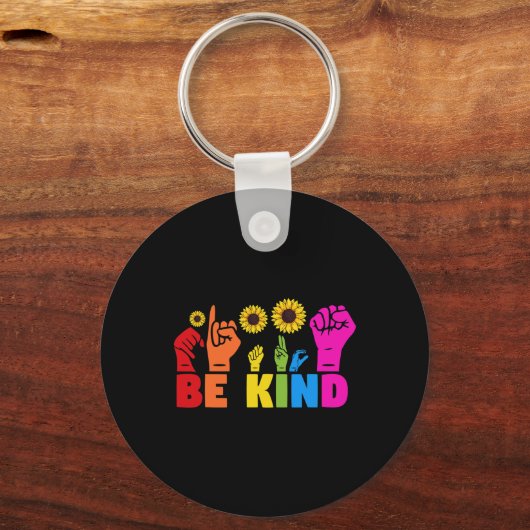 LGBT Rainbow Pride Maand ASL Be Kind Hand Teken L Sleutelhanger (Achterkant)