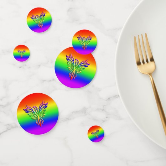 LGBT Rainbow Pride Phoenix Rising, met reliëfdruk Confetti (Groep)