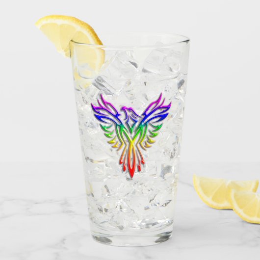 LGBT Rainbow Pride Phoenix Rising, met reliëfdruk Glas (Voorkant ijs)