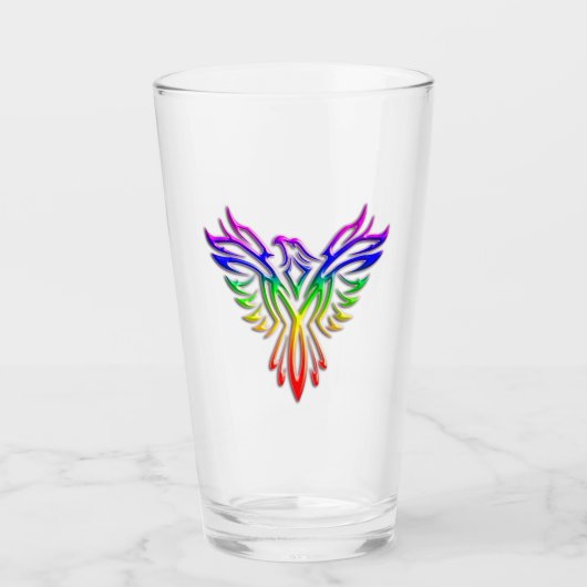 LGBT Rainbow Pride Phoenix Rising, met reliëfdruk Glas (Voorkant)