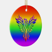LGBT Rainbow Pride Phoenix Rising, met reliëfdruk Keramisch Ornament (Rechts)