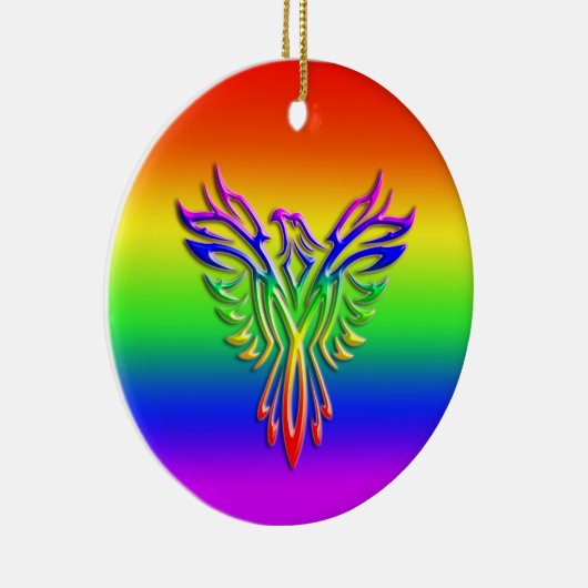 LGBT Rainbow Pride Phoenix Rising, met reliëfdruk Keramisch Ornament (Rechts)