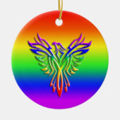 LGBT Rainbow Pride Phoenix Rising, met reliëfdruk Keramisch Ornament (Voorkant)