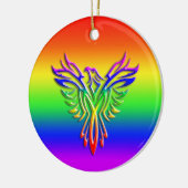 LGBT Rainbow Pride Phoenix Rising, met reliëfdruk Keramisch Ornament (Links)