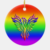 LGBT Rainbow Pride Phoenix Rising, met reliëfdruk Keramisch Ornament (Achterkant)