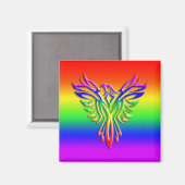 LGBT Rainbow Pride Phoenix Rising, met reliëfdruk Magneet (Voorkant / Achterkant)
