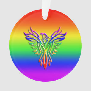 LGBT Rainbow Pride Phoenix Rising, met reliëfdruk Ornament