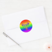 LGBT Rainbow Pride Phoenix Rising, met reliëfdruk Ronde Sticker