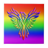LGBT Rainbow Pride Phoenix Rising, met reliëfdruk Tegeltje (Voorkant)