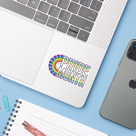 LGBT Rainbow Pride vlag Sticker (Laptop met iPhone)