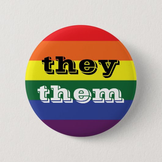 LGBT Rainbow Pride Vlagvoornaamwoord Button Zij/he (Voorkant)