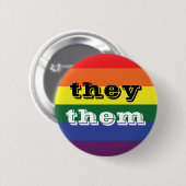 LGBT Rainbow Pride Vlagvoornaamwoord Button Zij/he (Voorkant /achterkant)
