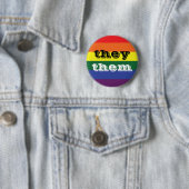 LGBT Rainbow Pride Vlagvoornaamwoord Button Zij/he (In situ)
