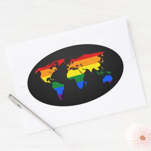 LGBT rainbow pride world map Stickers (Envelop)