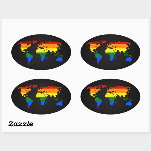 LGBT rainbow pride world map Stickers (Vel)