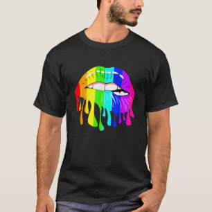 LGBT Rainbow Shirt Lips Pride Gay Homoseksueel Les