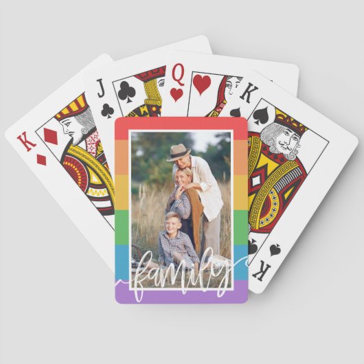 LGBT Rainbow Stripes Familie Penseelfoto Pokerkaarten (Achterkant)