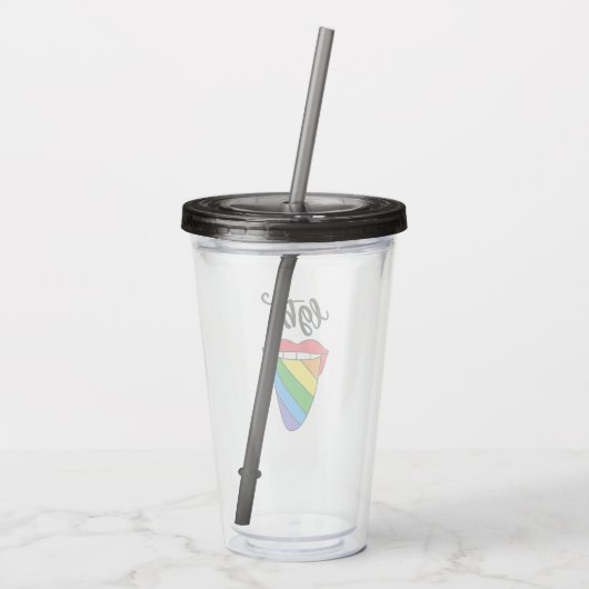 LGBT Rainbow Tongue Acryl Drinkbeker (Achterkant)
