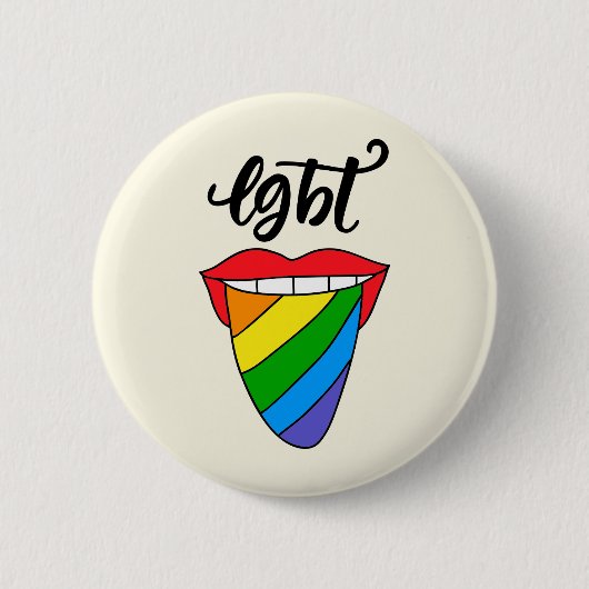LGBT Rainbow Tongue Ronde Button 5,7 Cm (Voorkant)