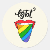 LGBT Rainbow Tongue Ronde Sticker (Voorkant)