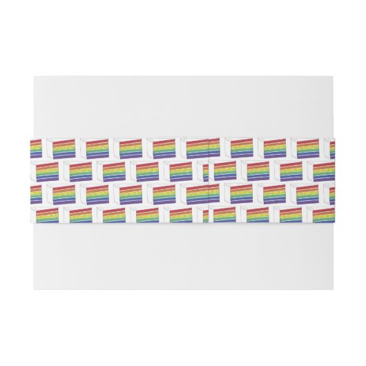 LGBT Rainbow Weddenlaag Cake Slice Gay Pride Uitnodigingen Wikkel (Achterkant Voorbeeld)
