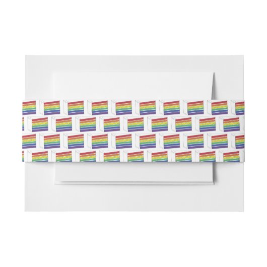 LGBT Rainbow Weddenlaag Cake Slice Gay Pride Uitnodigingen Wikkel (Voorkant Voorbeeld)
