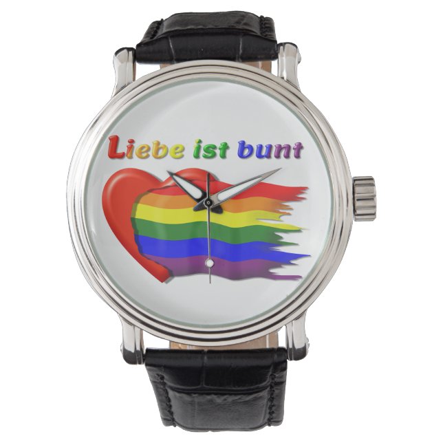 LGBT - Regenbogen 2 - Liebe eWatch Armbanduhr Horloge (Voorkant)