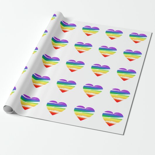 Lgbt Regenboog Hart Kwast Effect Cadeaupapier (Uitgerold)