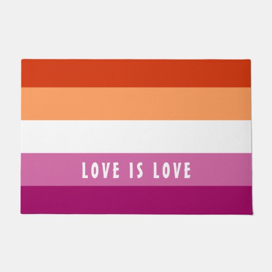 LGBT regenboog Lesbian Pride Flag Aangepaste Tekst Deurmat (Voorkant)
