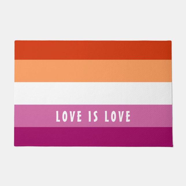 LGBT regenboog Lesbian Pride Flag Aangepaste Tekst Deurmat (Voorkant)