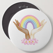 LGBT-regenboog op handen Ronde Button 6,0 Cm (Voorkant /achterkant)